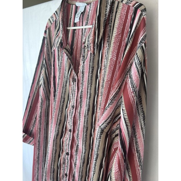 Catherines Womens 4X Pink Long‎ Sleeve Top Lightweight - Picture 8 of 9